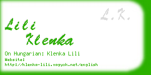 lili klenka business card